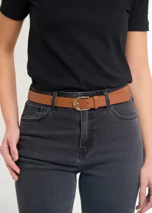 Imitation leather belt with metal buckle