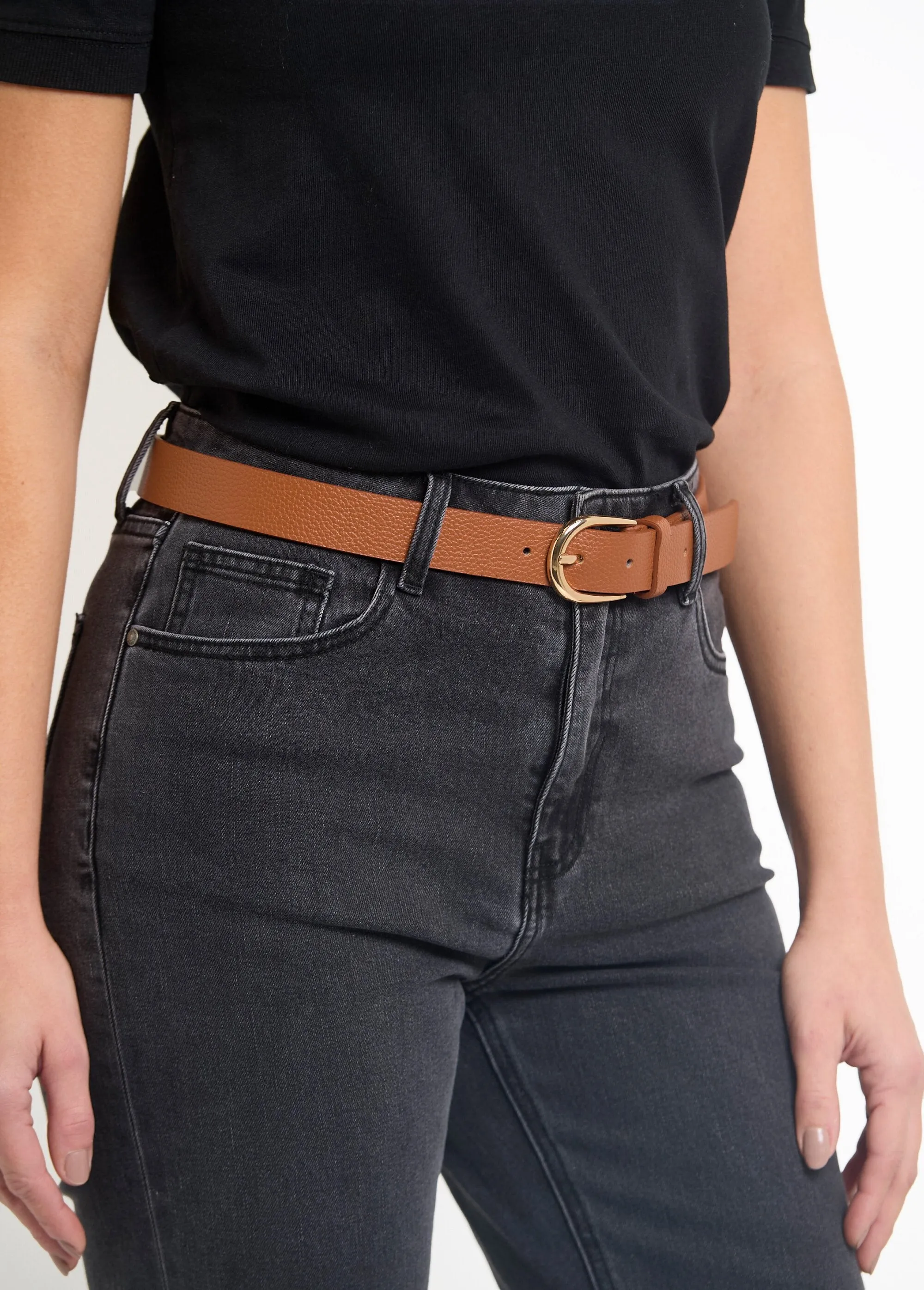 Imitation leather belt with metal buckle