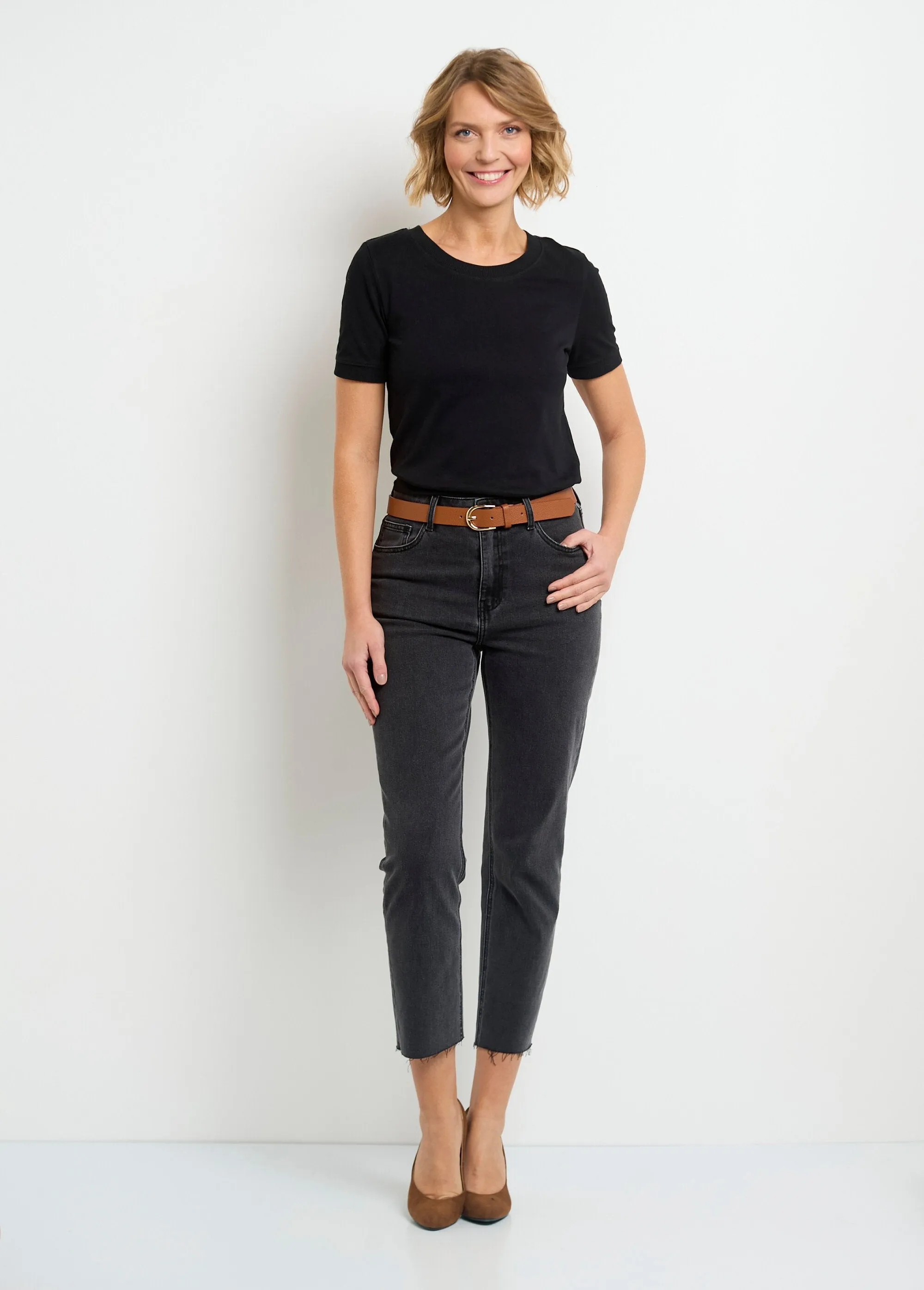 Imitation leather belt with metal buckle
