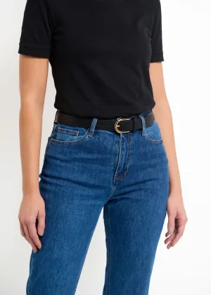Imitation leather belt with metal buckle