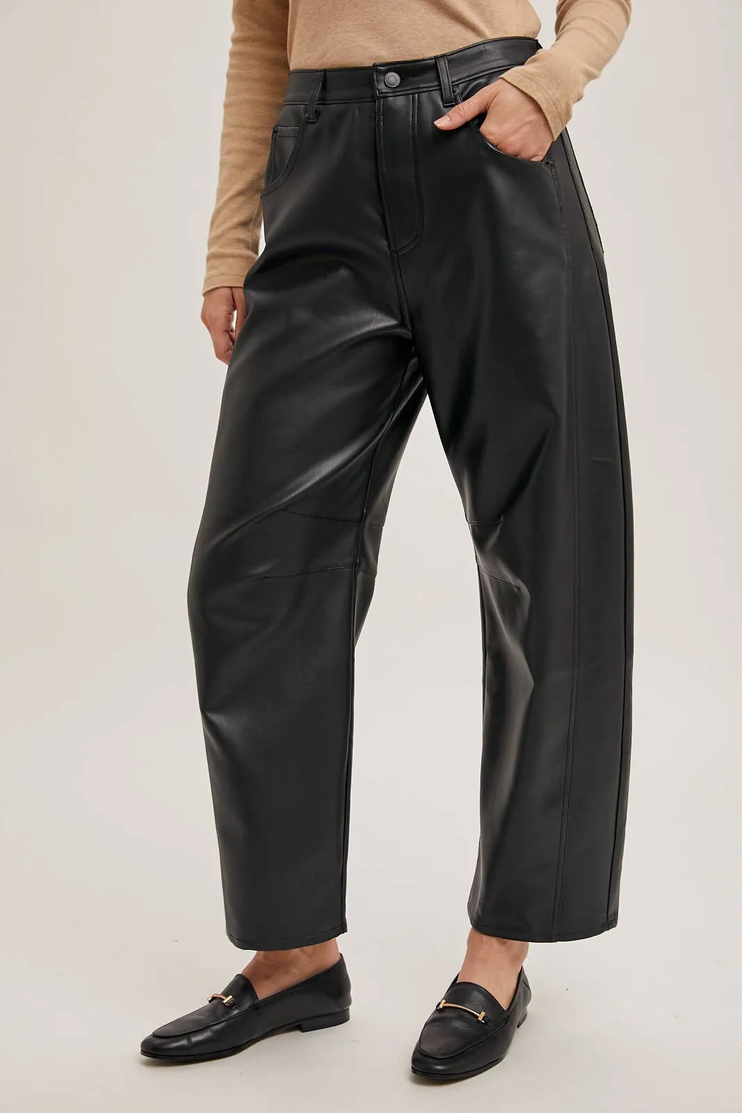Jill Faux Leather Barrel Pants