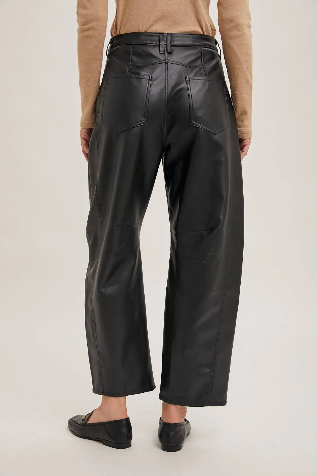 Jill Faux Leather Barrel Pants
