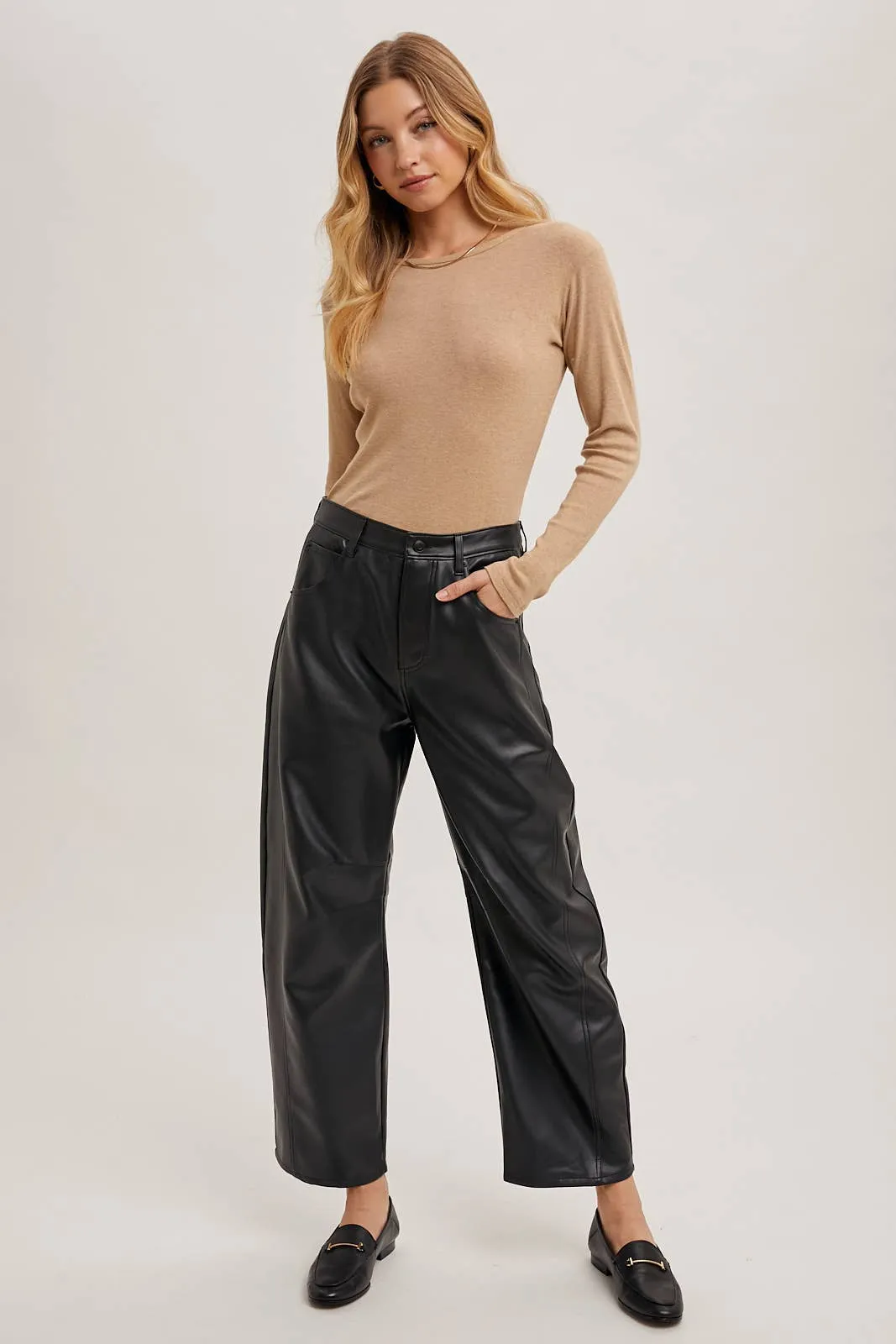 Jill Faux Leather Barrel Pants