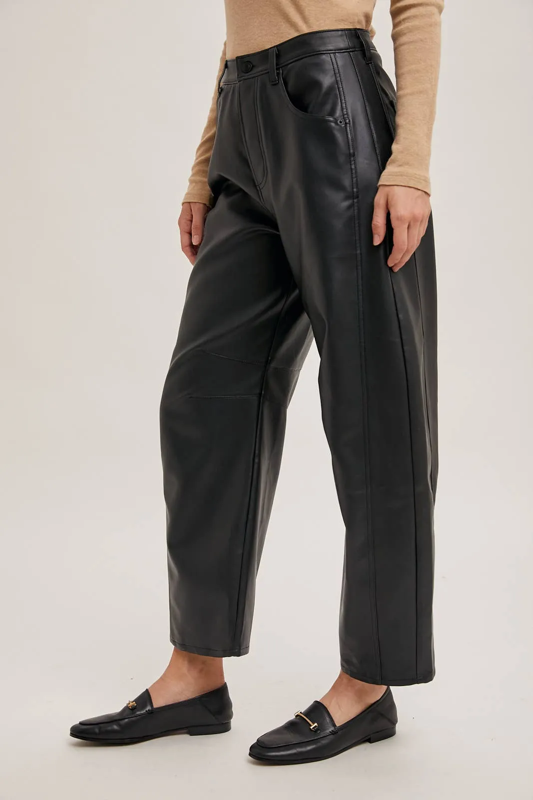 Jill Faux Leather Barrel Pants