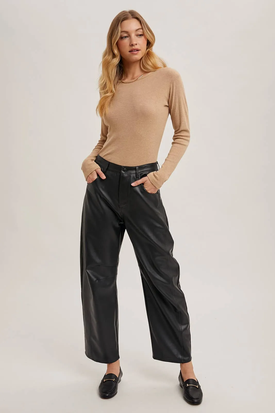Jill Faux Leather Barrel Pants