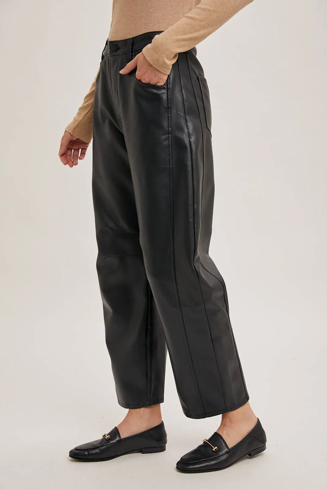 Jill Faux Leather Barrel Pants
