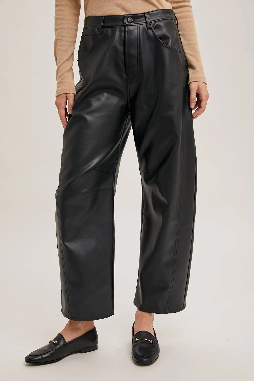 Jill Faux Leather Barrel Pants