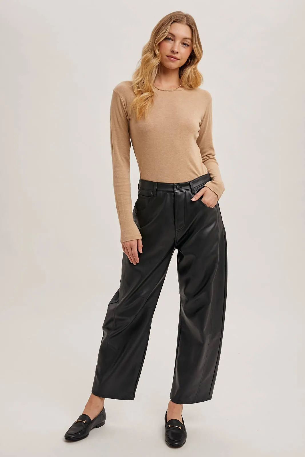 Jill Faux Leather Barrel Pants