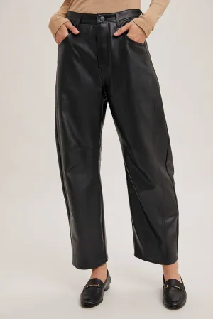 Jill Faux Leather Barrel Pants