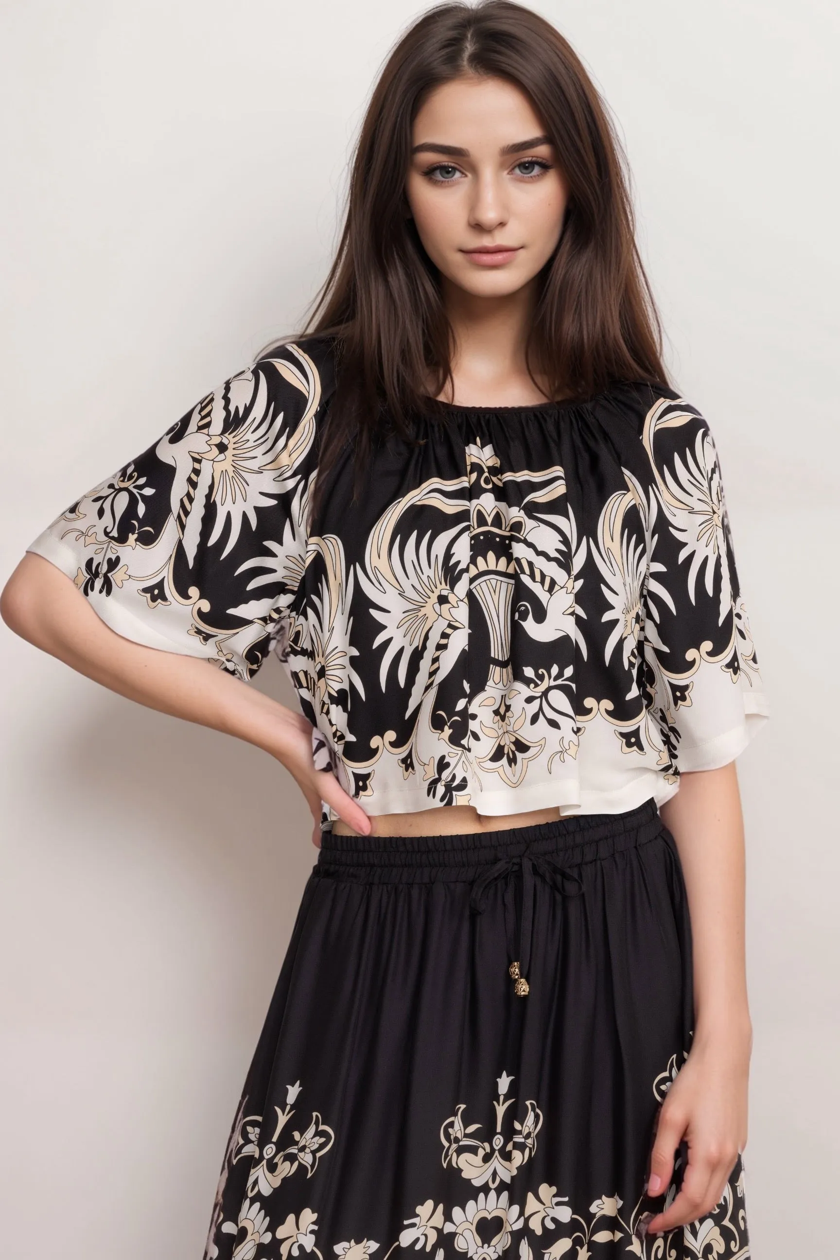 Johnny Was Jade Black Santi Cropped Blouse L10524-6