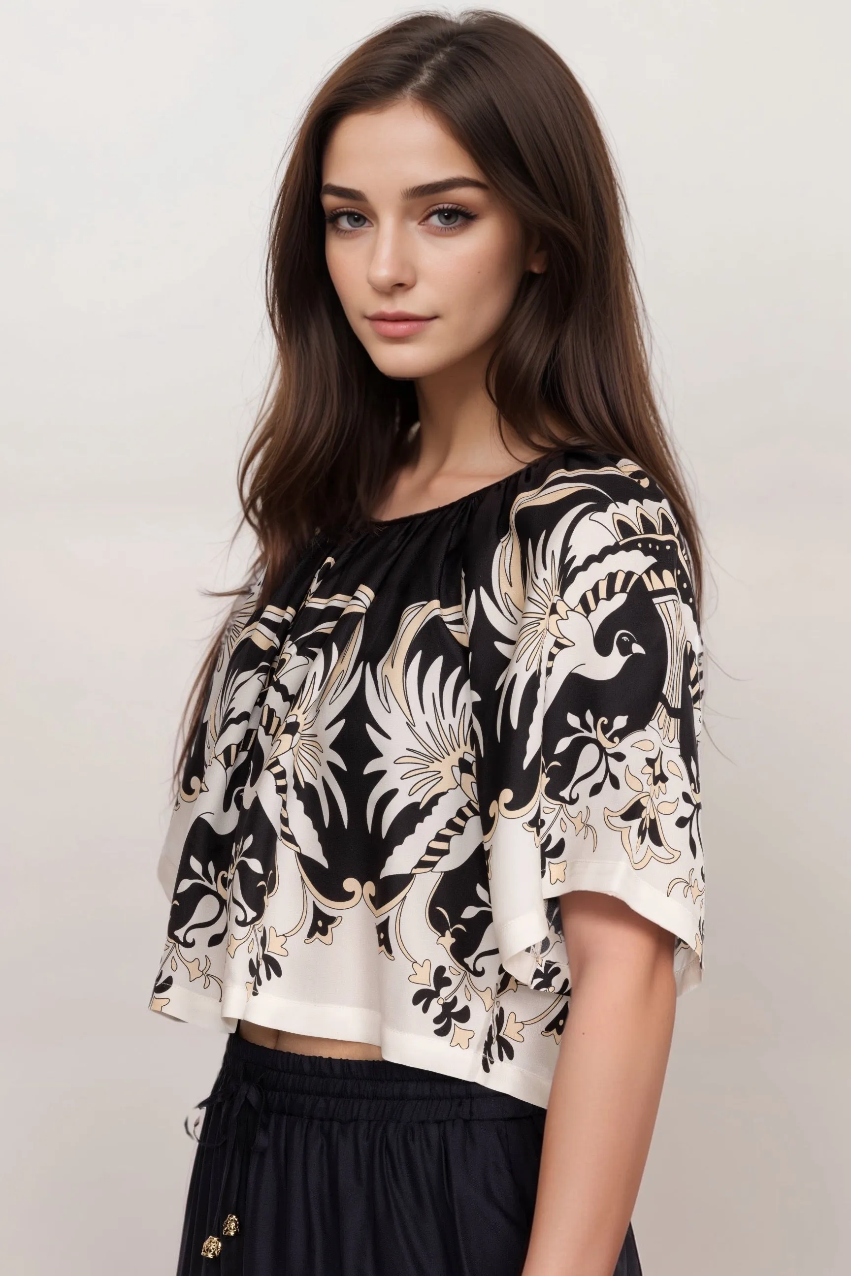 Johnny Was Jade Black Santi Cropped Blouse L10524-6