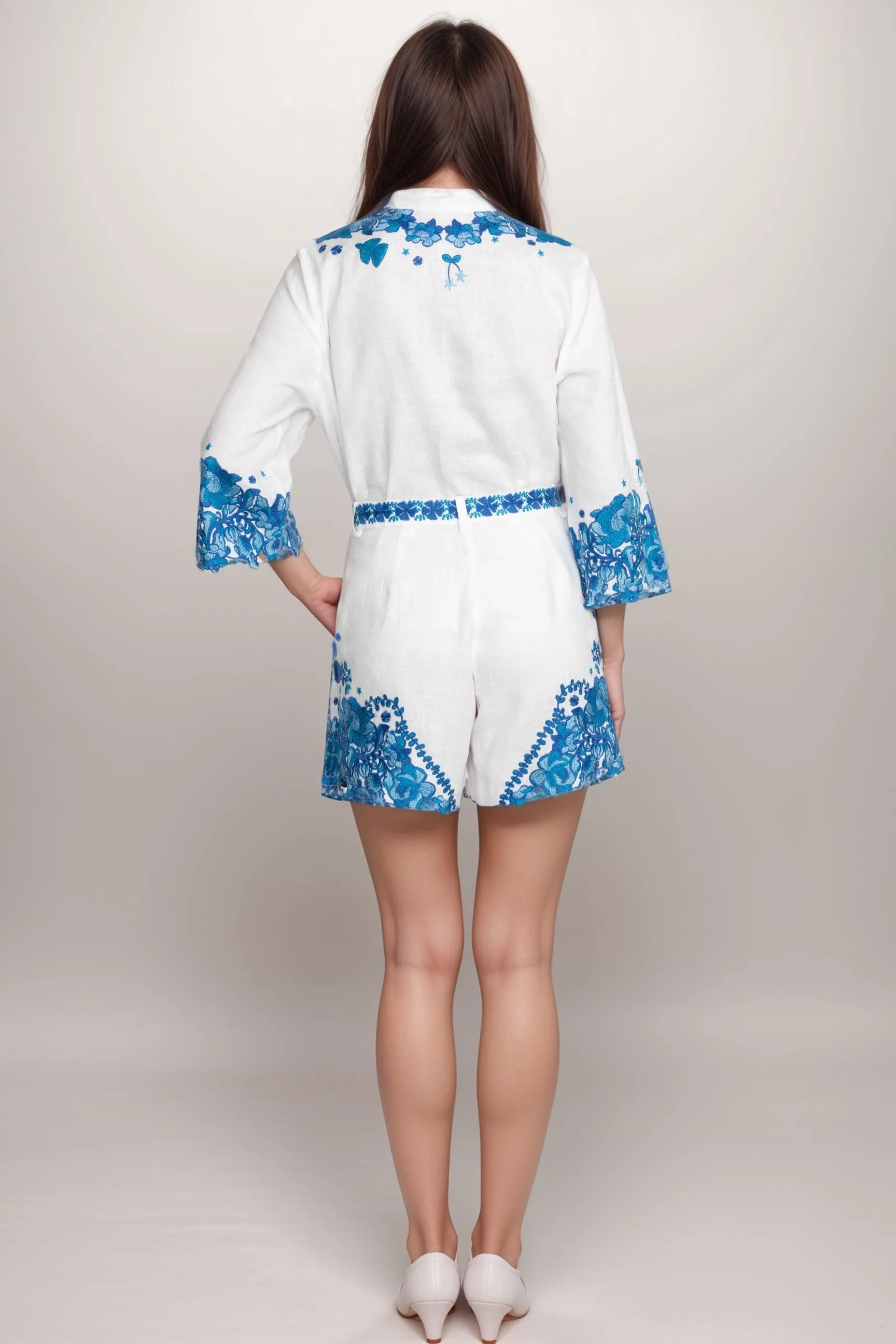 Johnny Was Jade White Tai Linen Short L88424