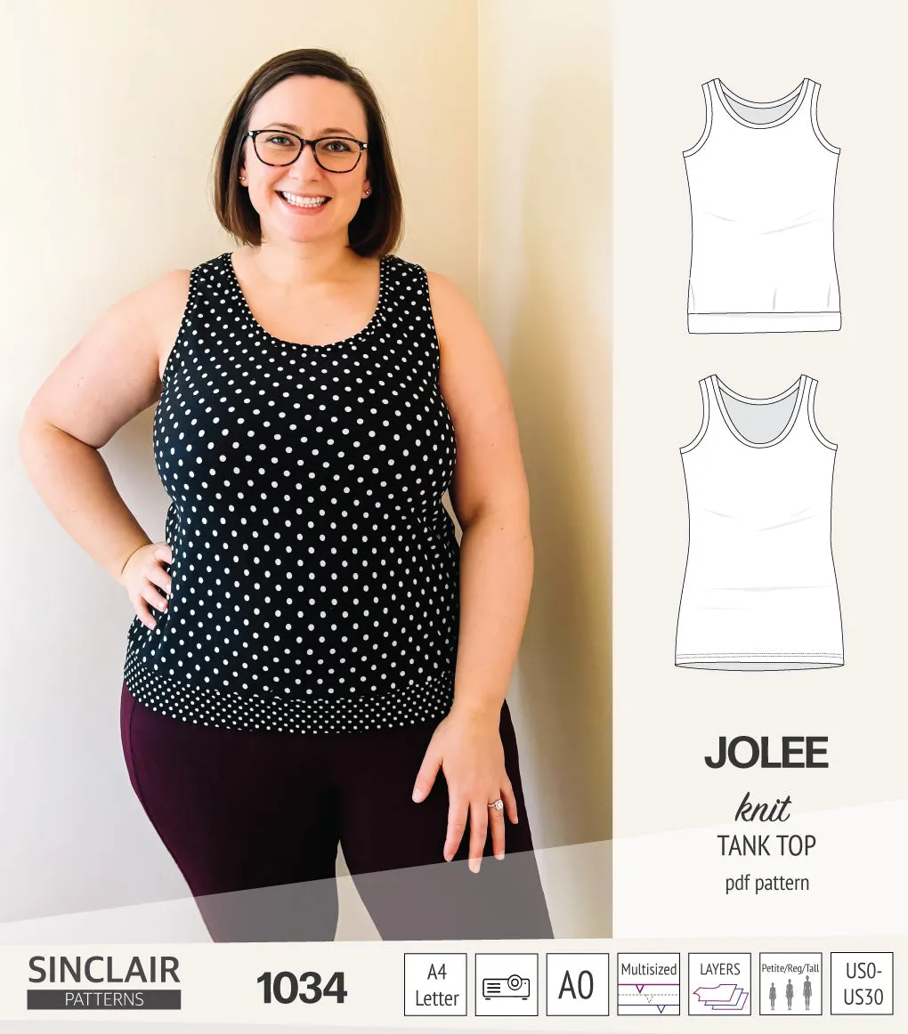Jolee knit longline tank top sewing pattern (PDF)
