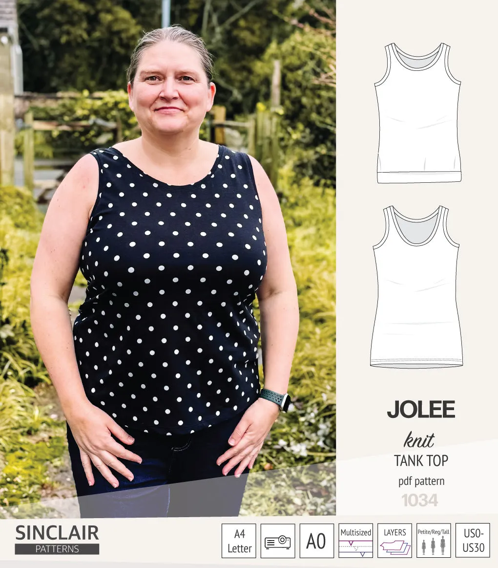 Jolee knit longline tank top sewing pattern (PDF)