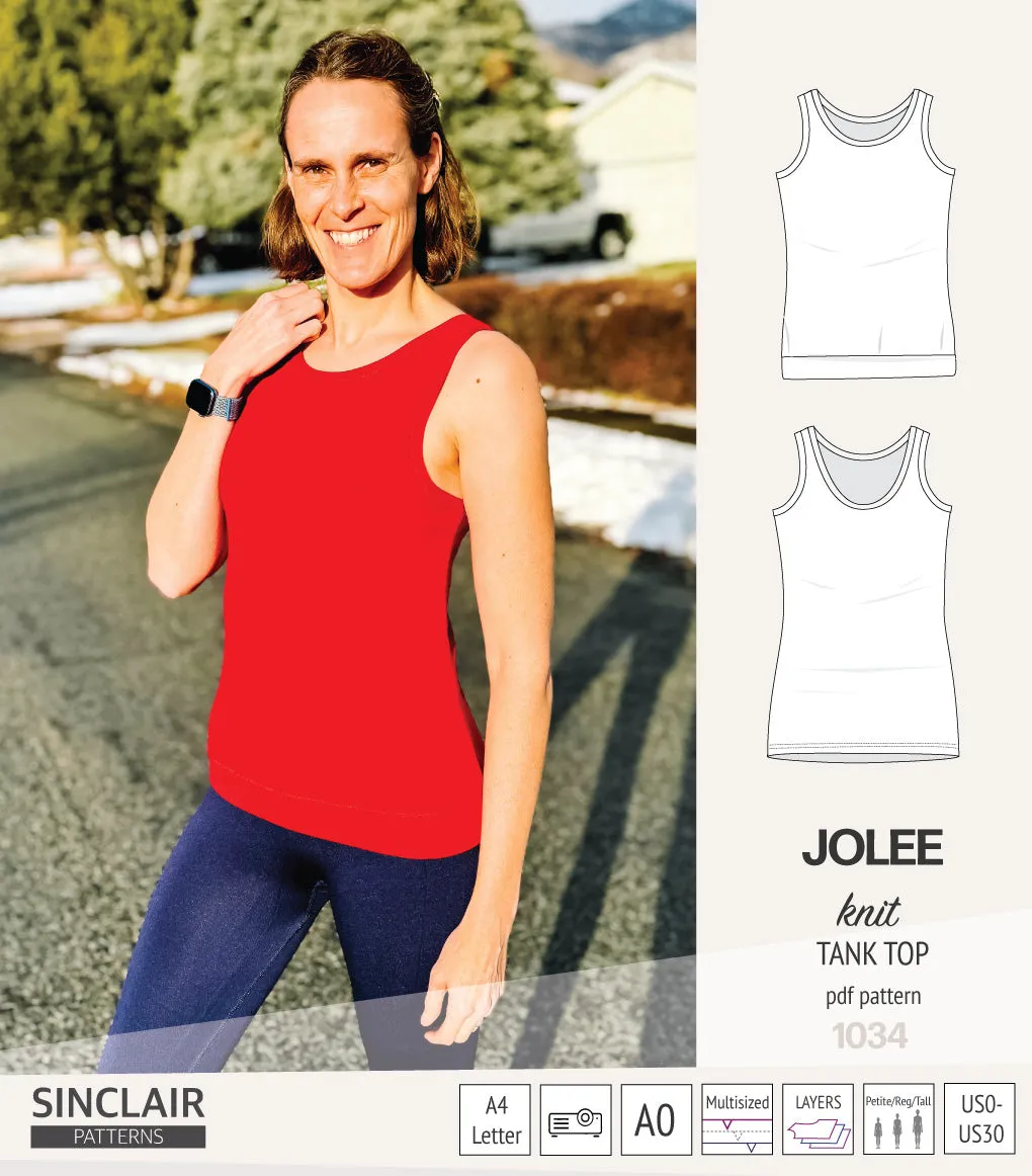 Jolee knit longline tank top sewing pattern (PDF)