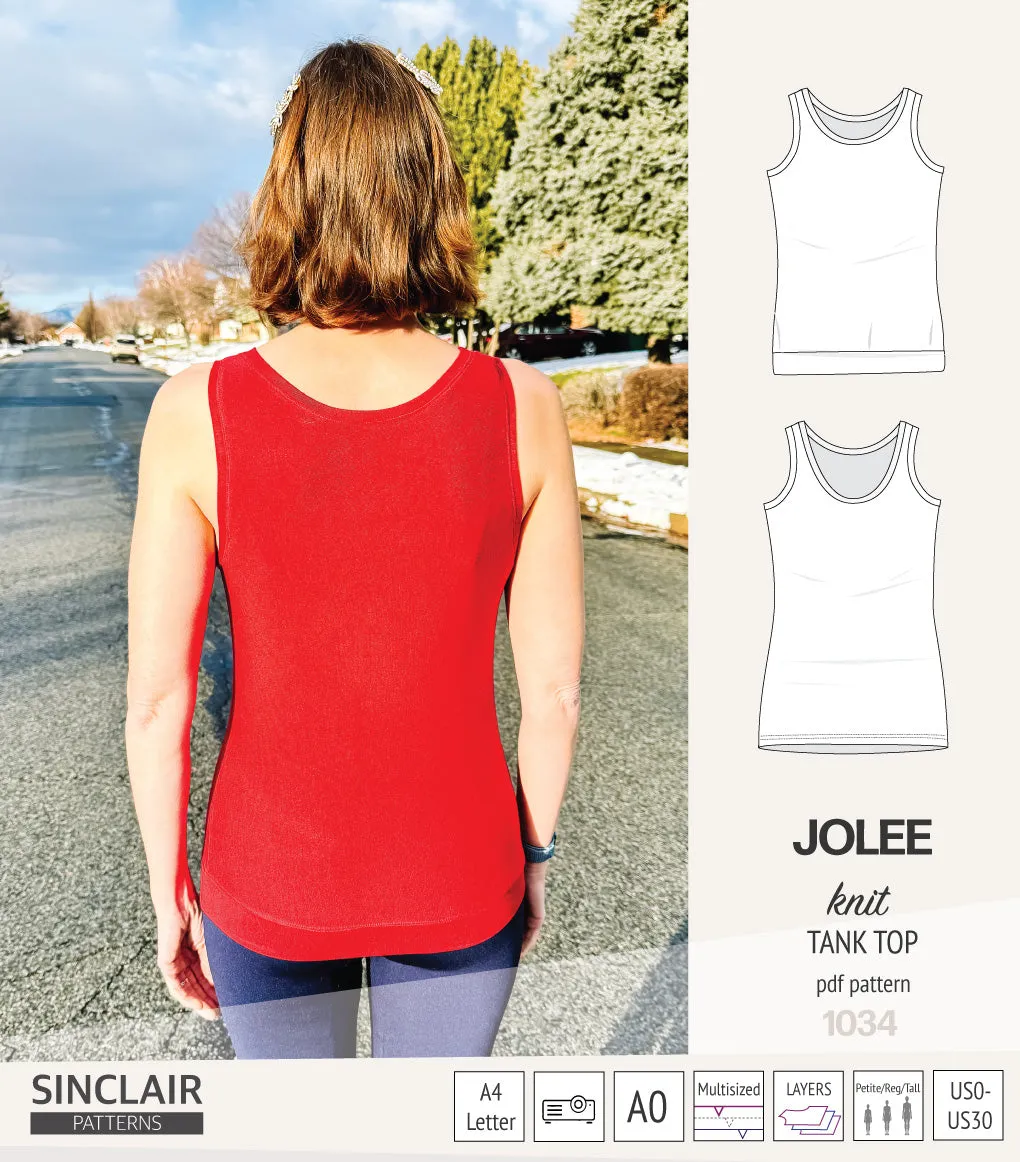 Jolee knit longline tank top sewing pattern (PDF)