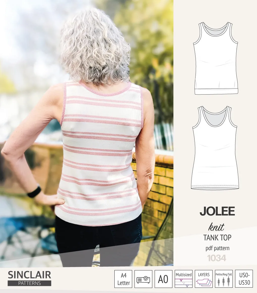 Jolee knit longline tank top sewing pattern (PDF)