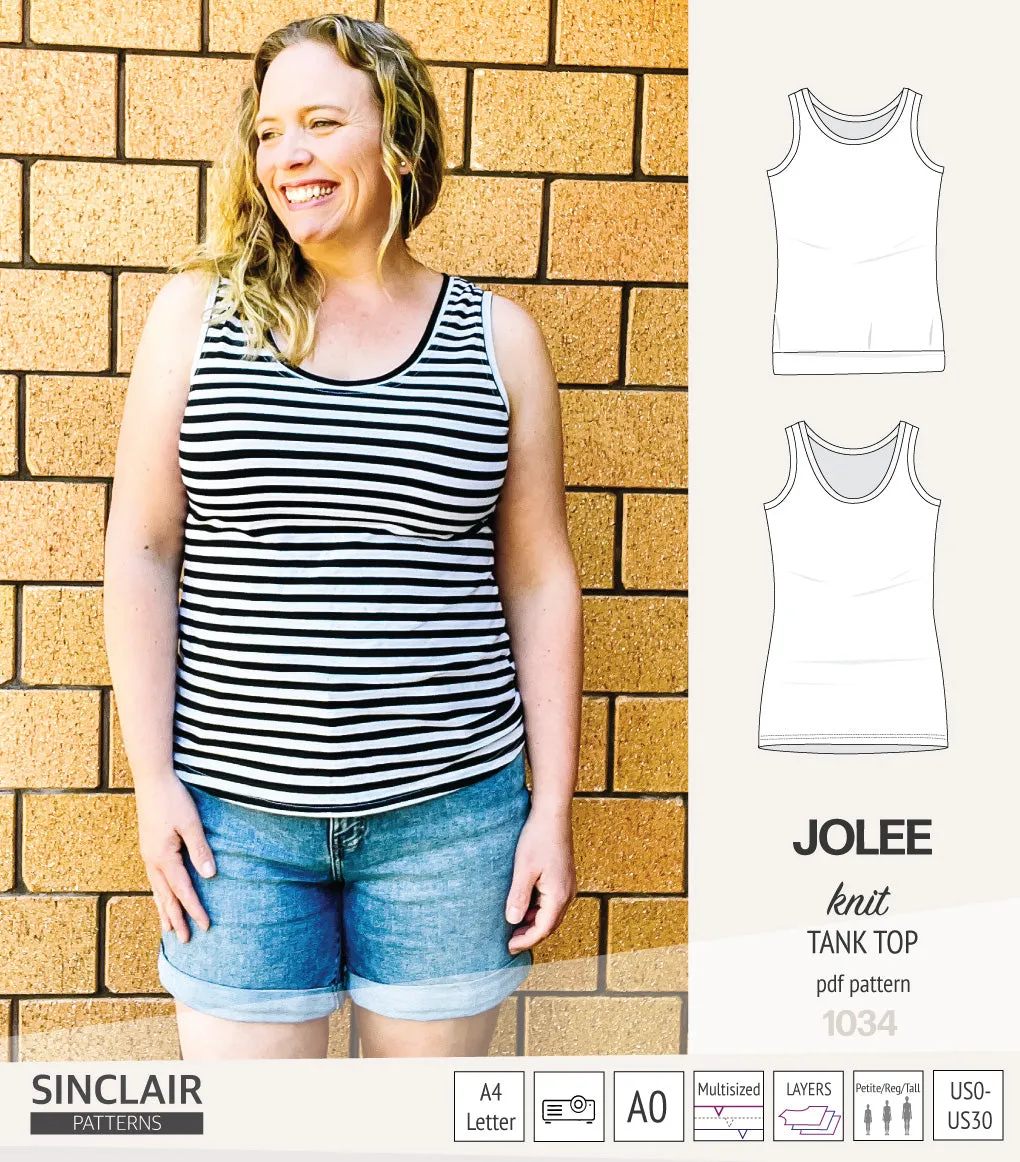 Jolee knit longline tank top sewing pattern (PDF)
