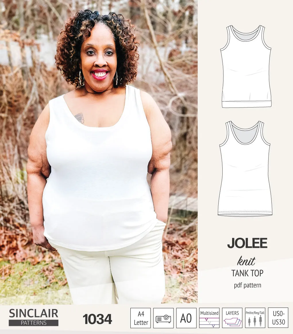 Jolee knit longline tank top sewing pattern (PDF)