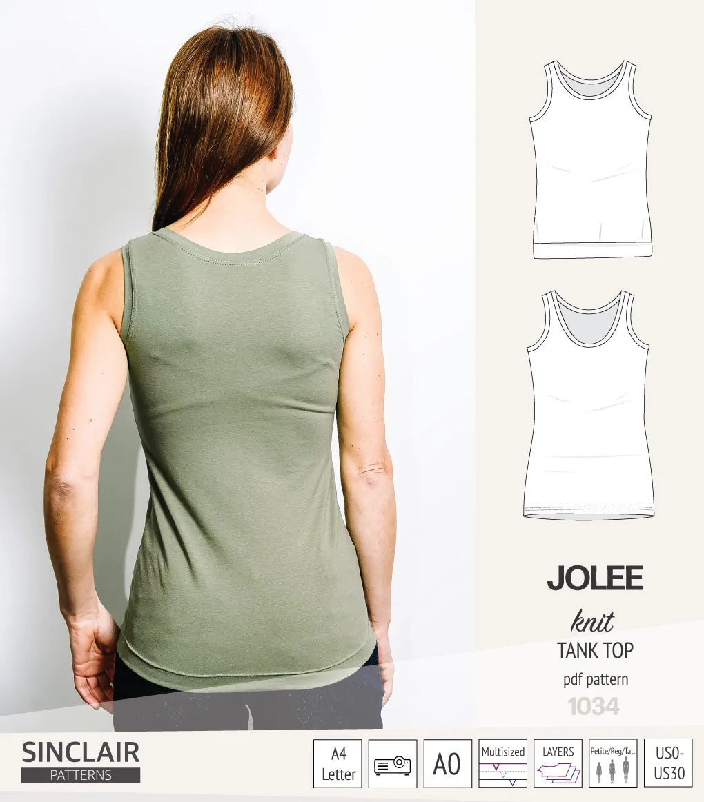 Jolee knit longline tank top sewing pattern (PDF)