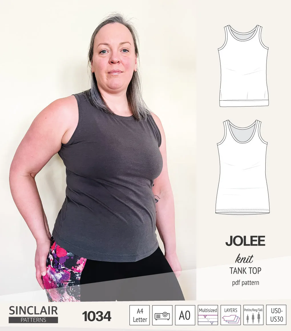 Jolee knit longline tank top sewing pattern (PDF)