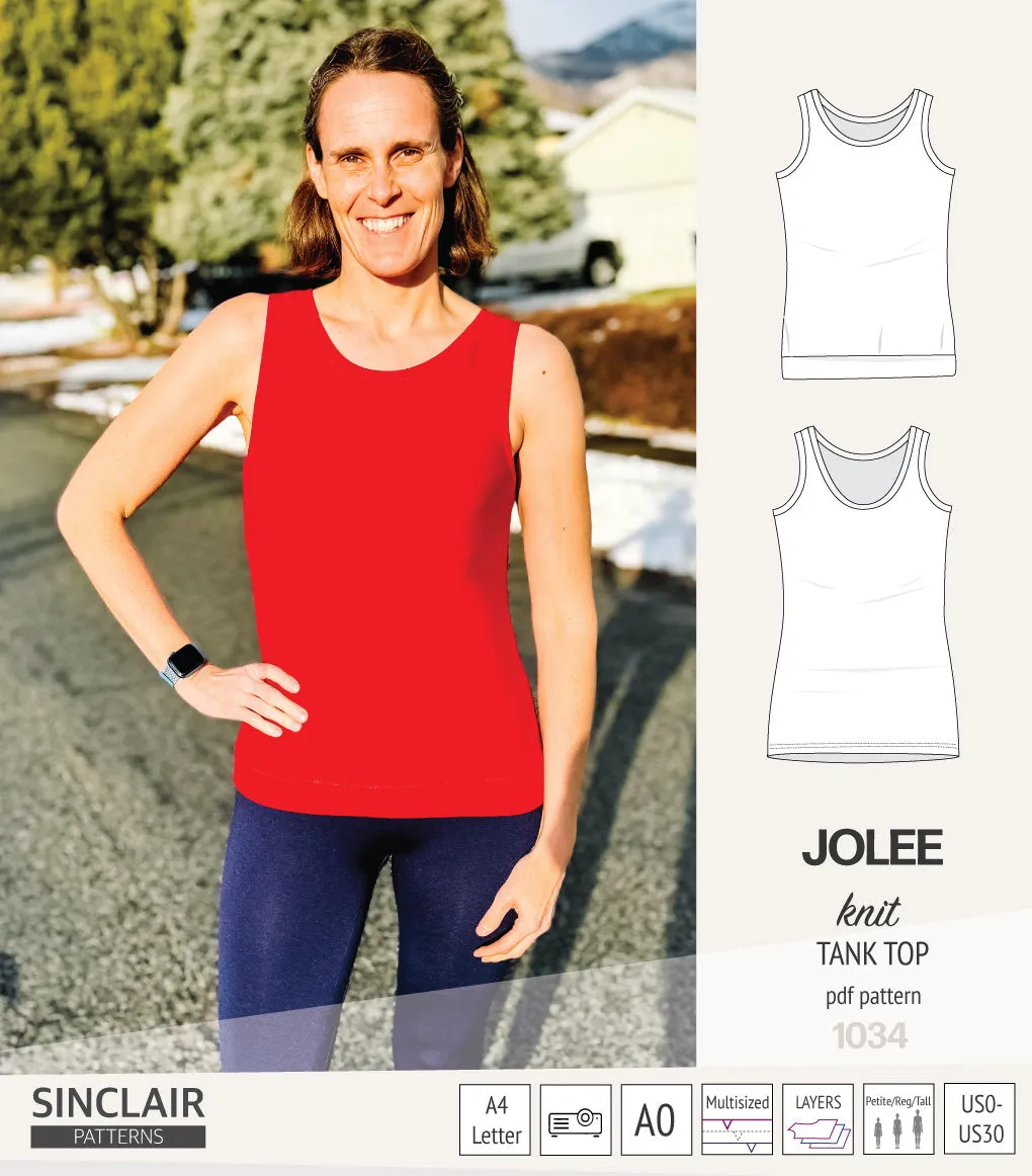 Jolee knit longline tank top sewing pattern (PDF)