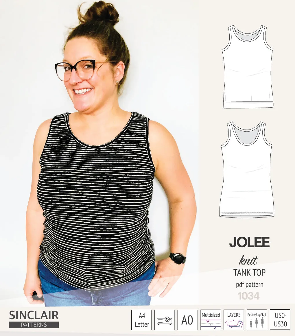 Jolee knit longline tank top sewing pattern (PDF)