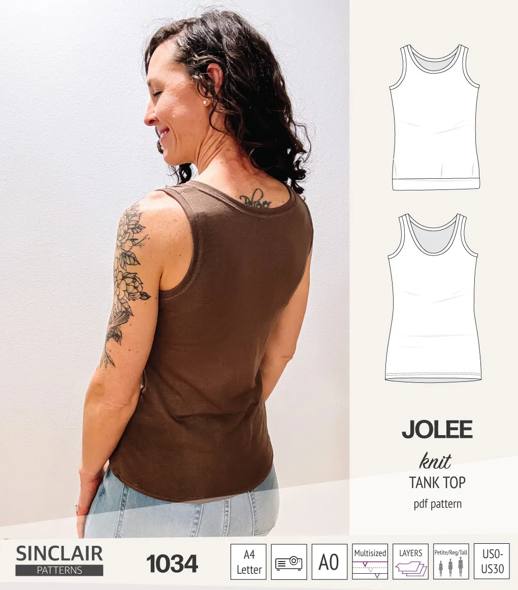 Jolee knit longline tank top sewing pattern (PDF)