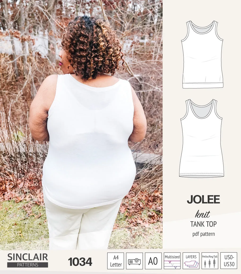 Jolee knit longline tank top sewing pattern (PDF)