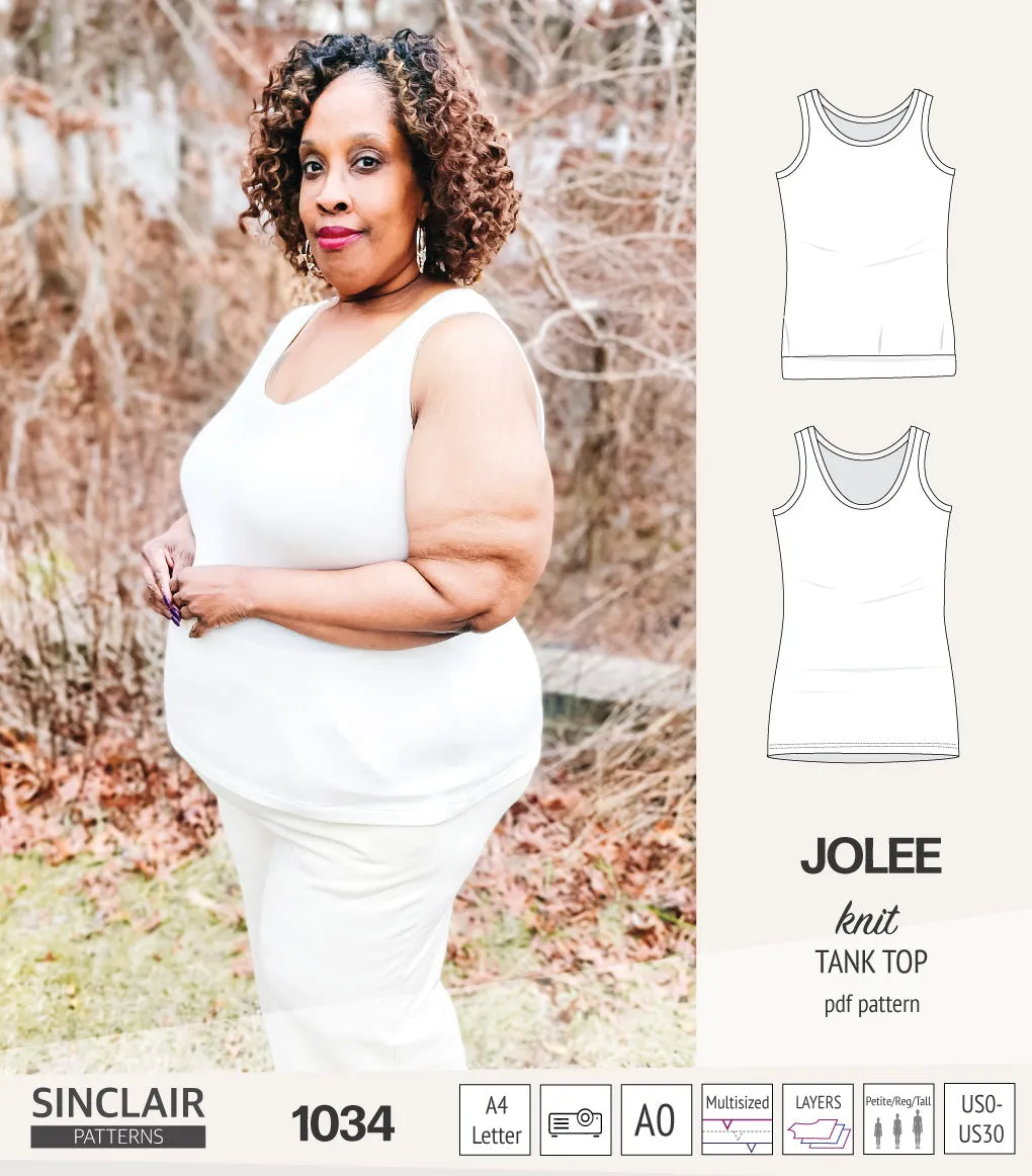 Jolee knit longline tank top sewing pattern (PDF)