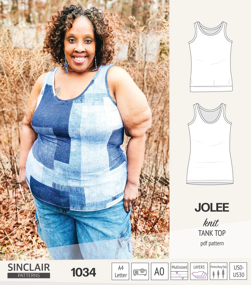 Jolee knit longline tank top sewing pattern (PDF)