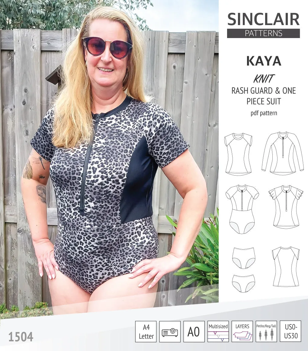 Kaya rash guard, bottoms and one piece swimming suit (PDF)