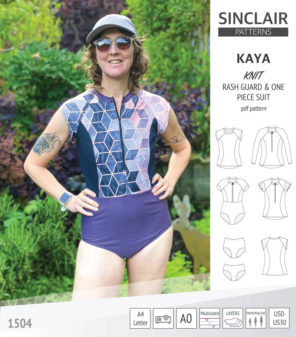 Kaya rash guard, bottoms and one piece swimming suit (PDF)