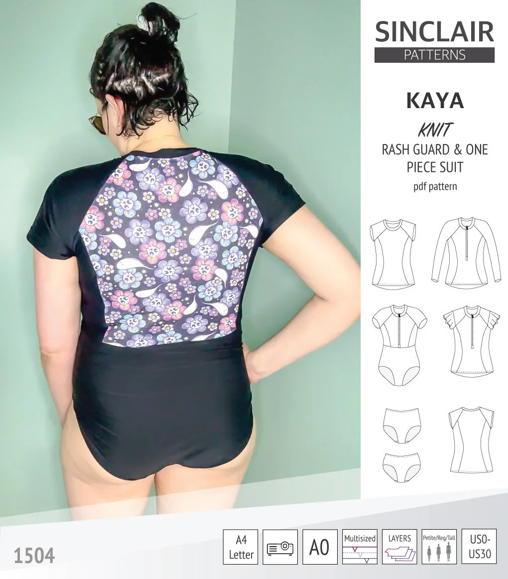 Kaya rash guard, bottoms and one piece swimming suit (PDF)