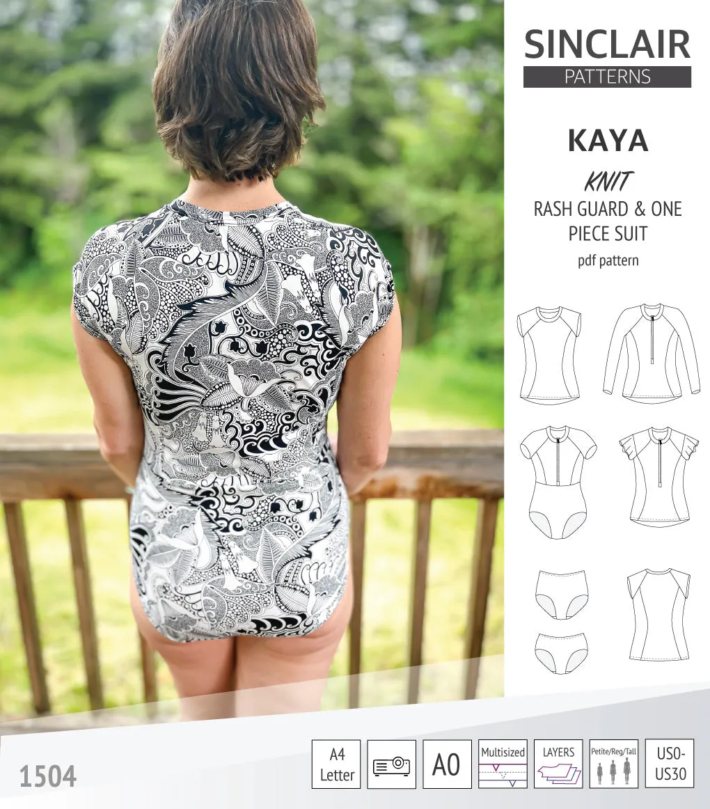 Kaya rash guard, bottoms and one piece swimming suit (PDF)