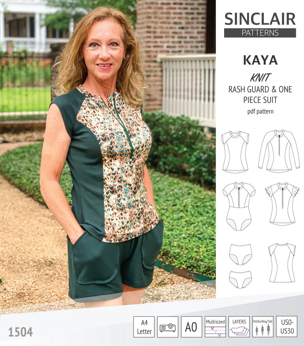 Kaya rash guard, bottoms and one piece swimming suit (PDF)