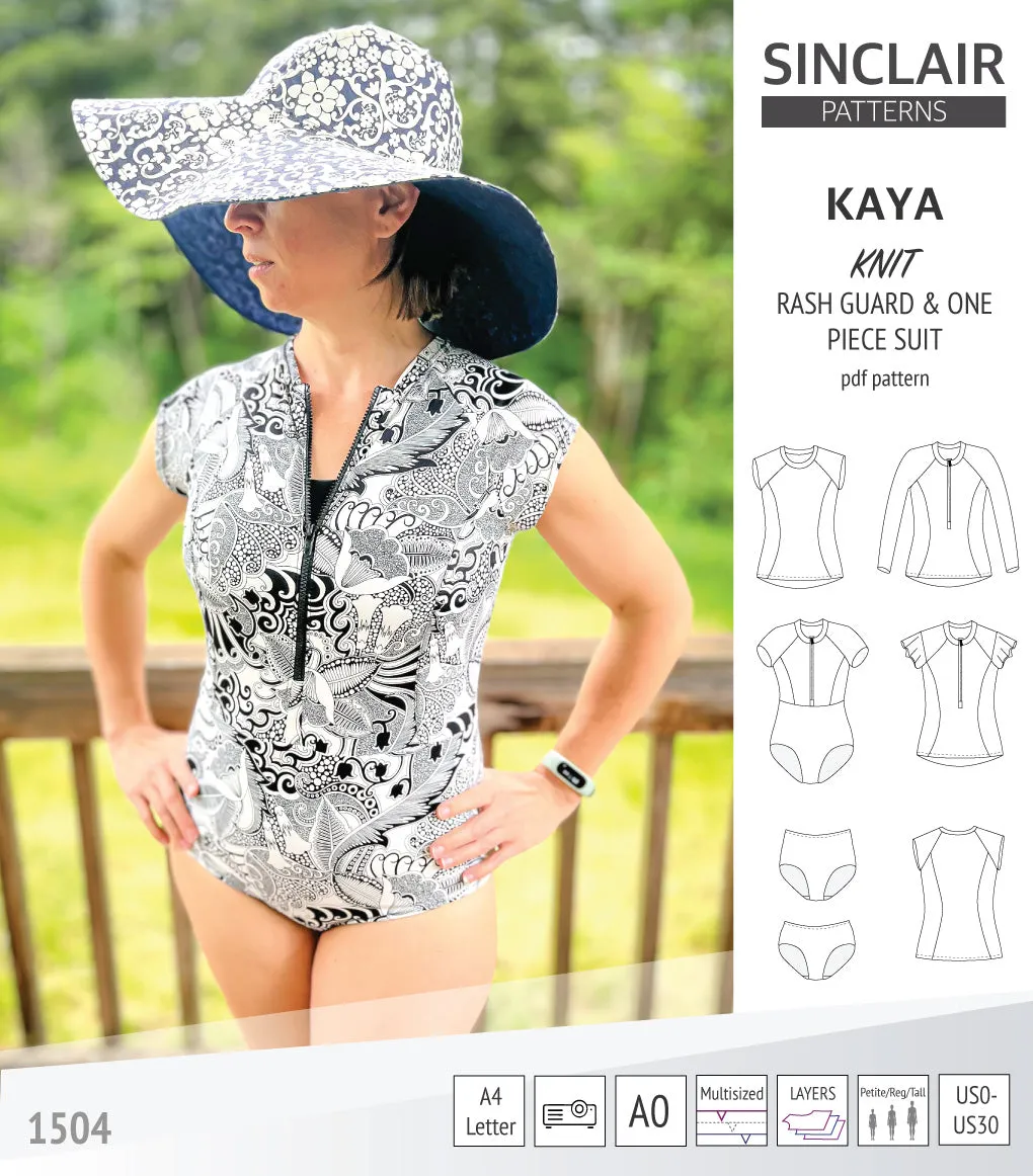 Kaya rash guard, bottoms and one piece swimming suit (PDF)