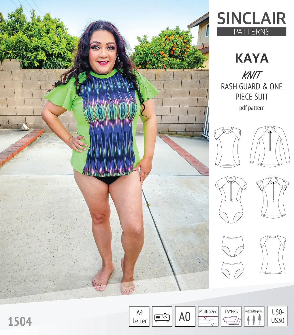 Kaya rash guard, bottoms and one piece swimming suit (PDF)