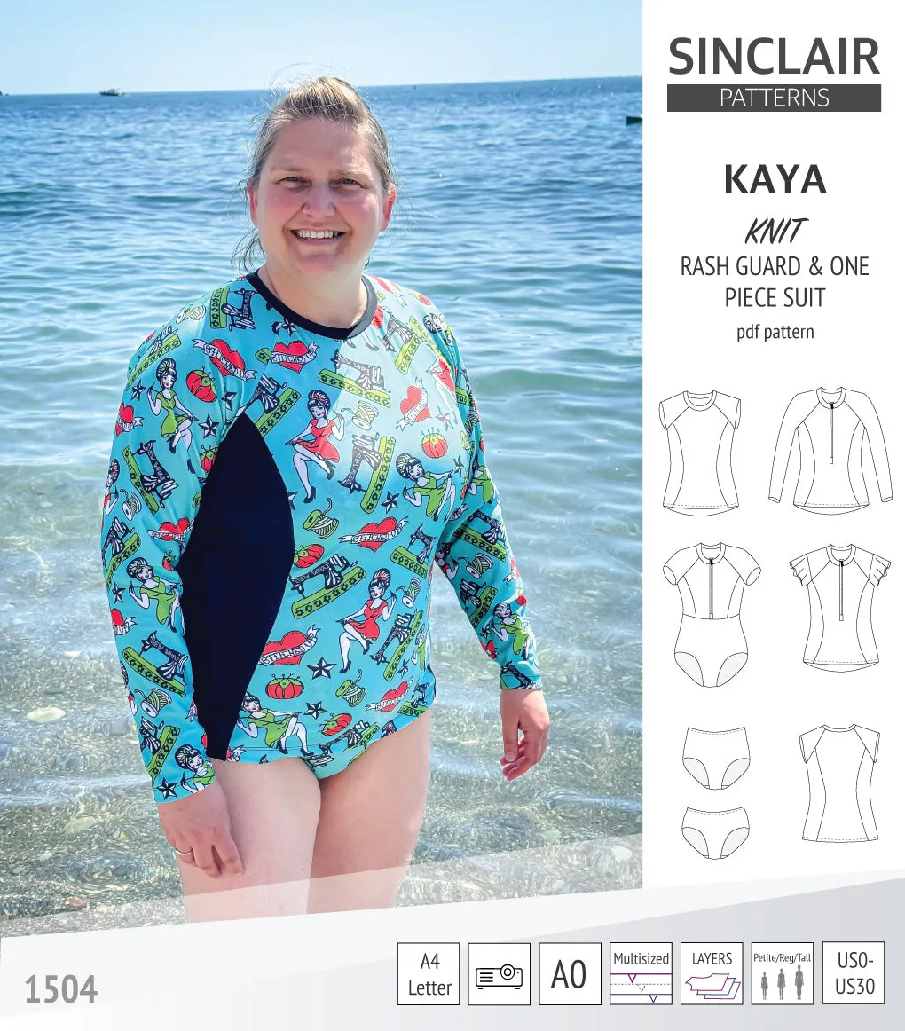 Kaya rash guard, bottoms and one piece swimming suit (PDF)
