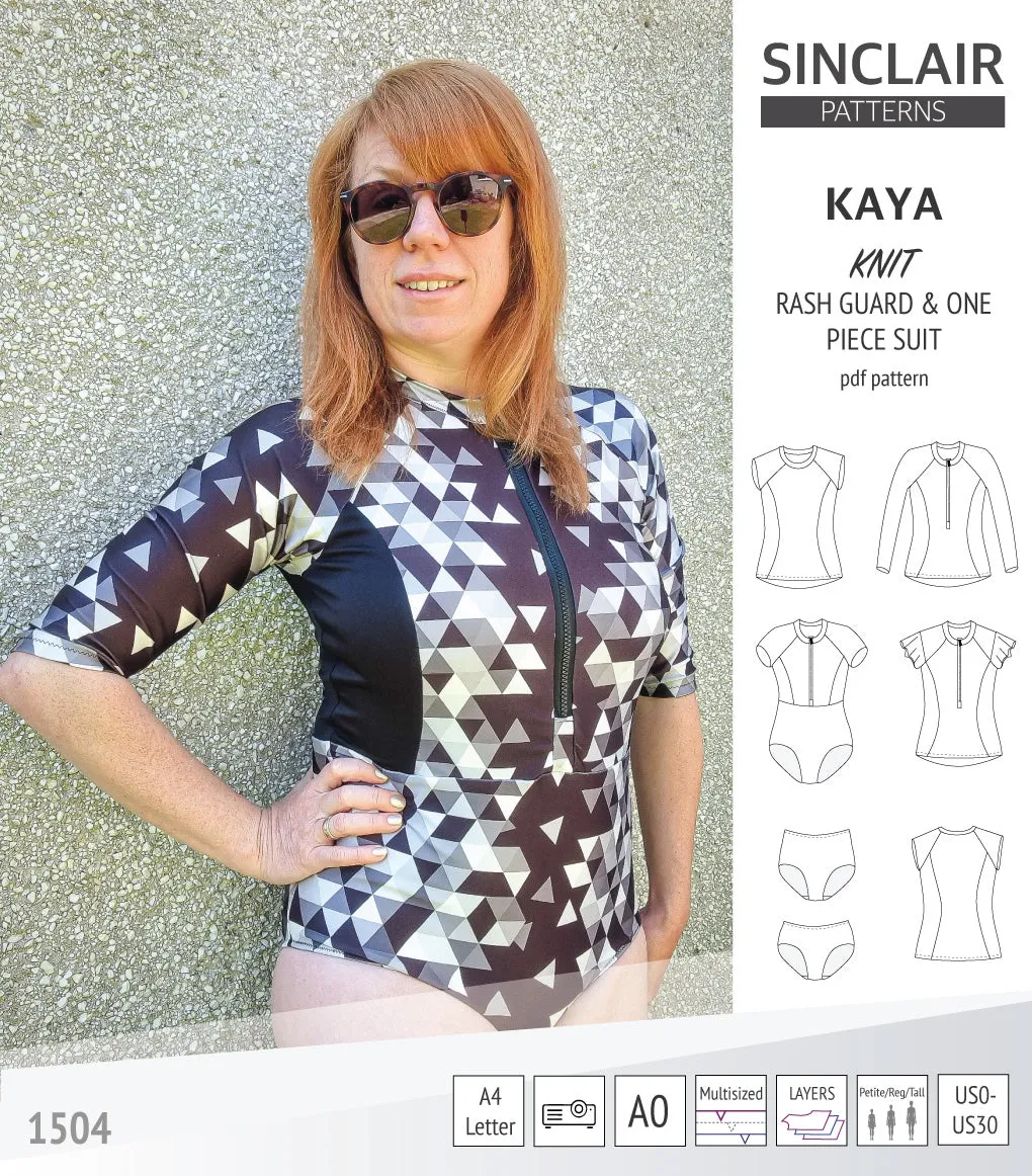 Kaya rash guard, bottoms and one piece swimming suit (PDF)