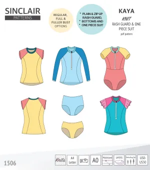 Kaya rash guard, bottoms and one piece swimming suit (PDF)