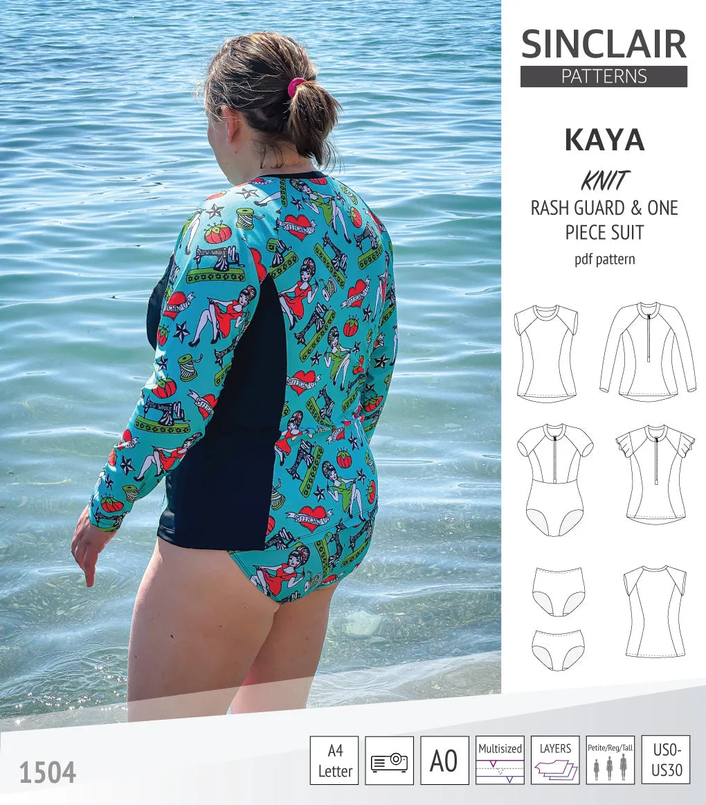 Kaya rash guard, bottoms and one piece swimming suit (PDF)