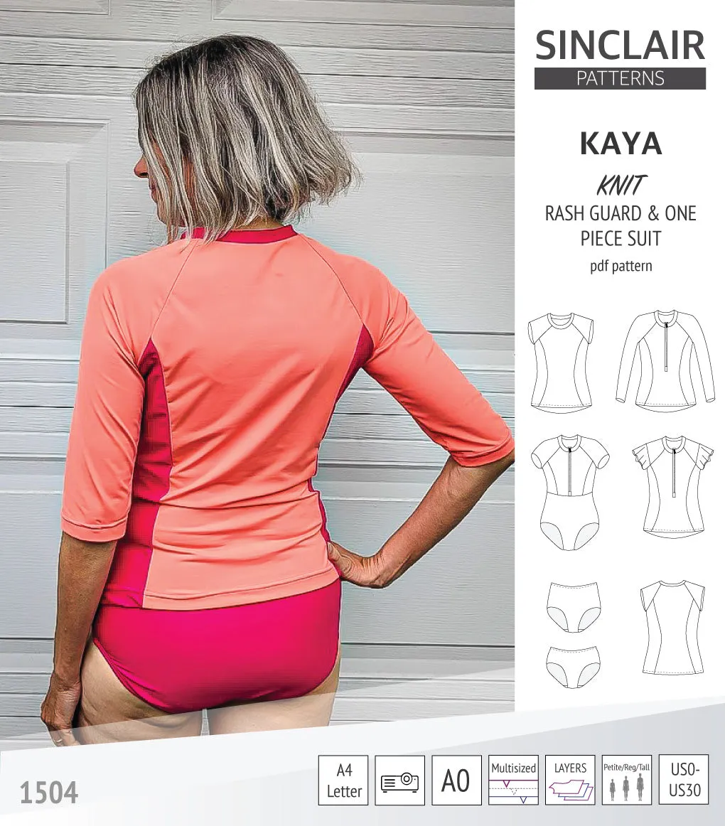 Kaya rash guard, bottoms and one piece swimming suit (PDF)