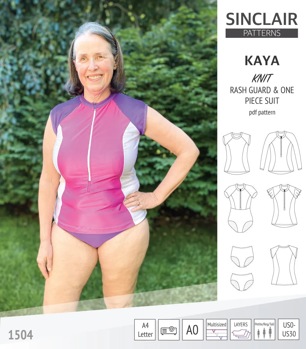 Kaya rash guard, bottoms and one piece swimming suit (PDF)