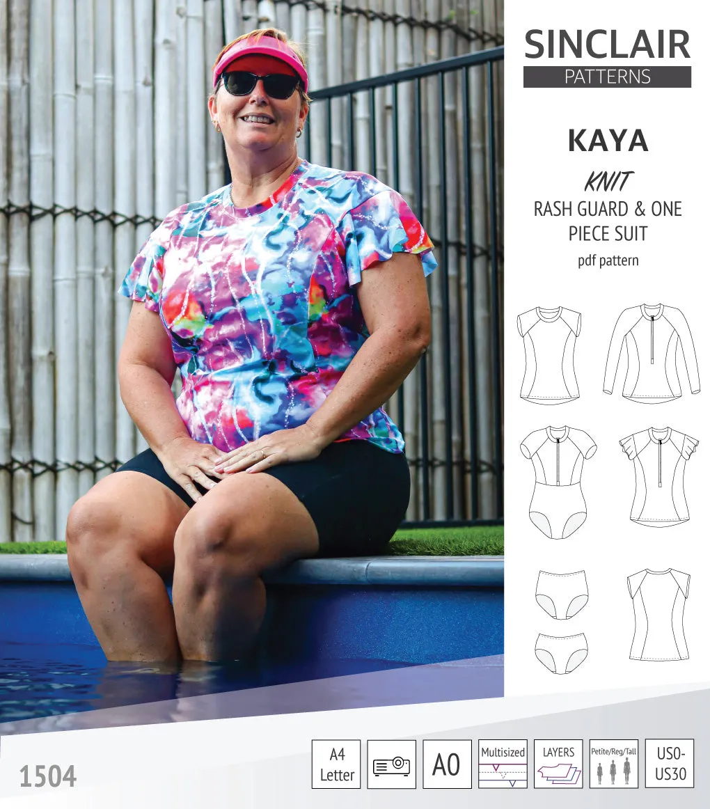 Kaya rash guard, bottoms and one piece swimming suit (PDF)