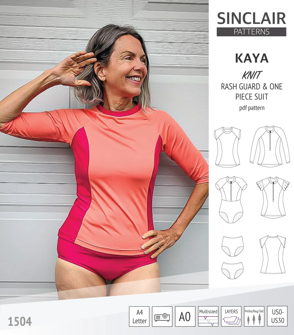 Kaya rash guard, bottoms and one piece swimming suit (PDF)