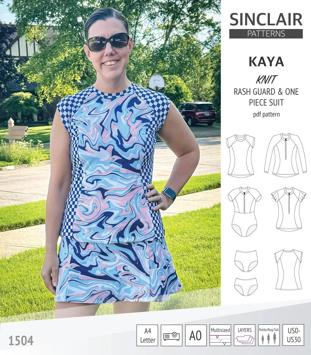 Kaya rash guard, bottoms and one piece swimming suit (PDF)