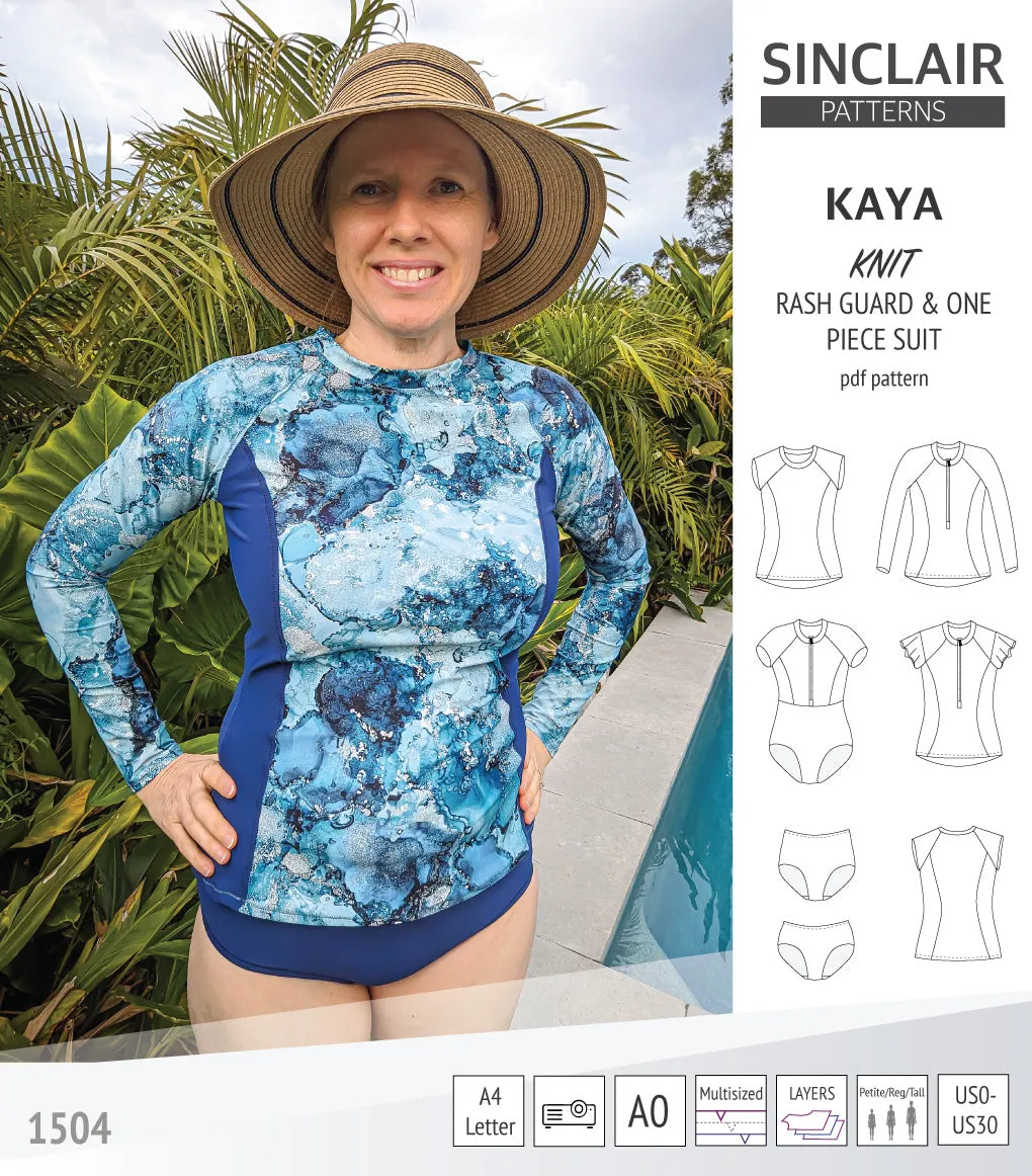 Kaya rash guard, bottoms and one piece swimming suit (PDF)