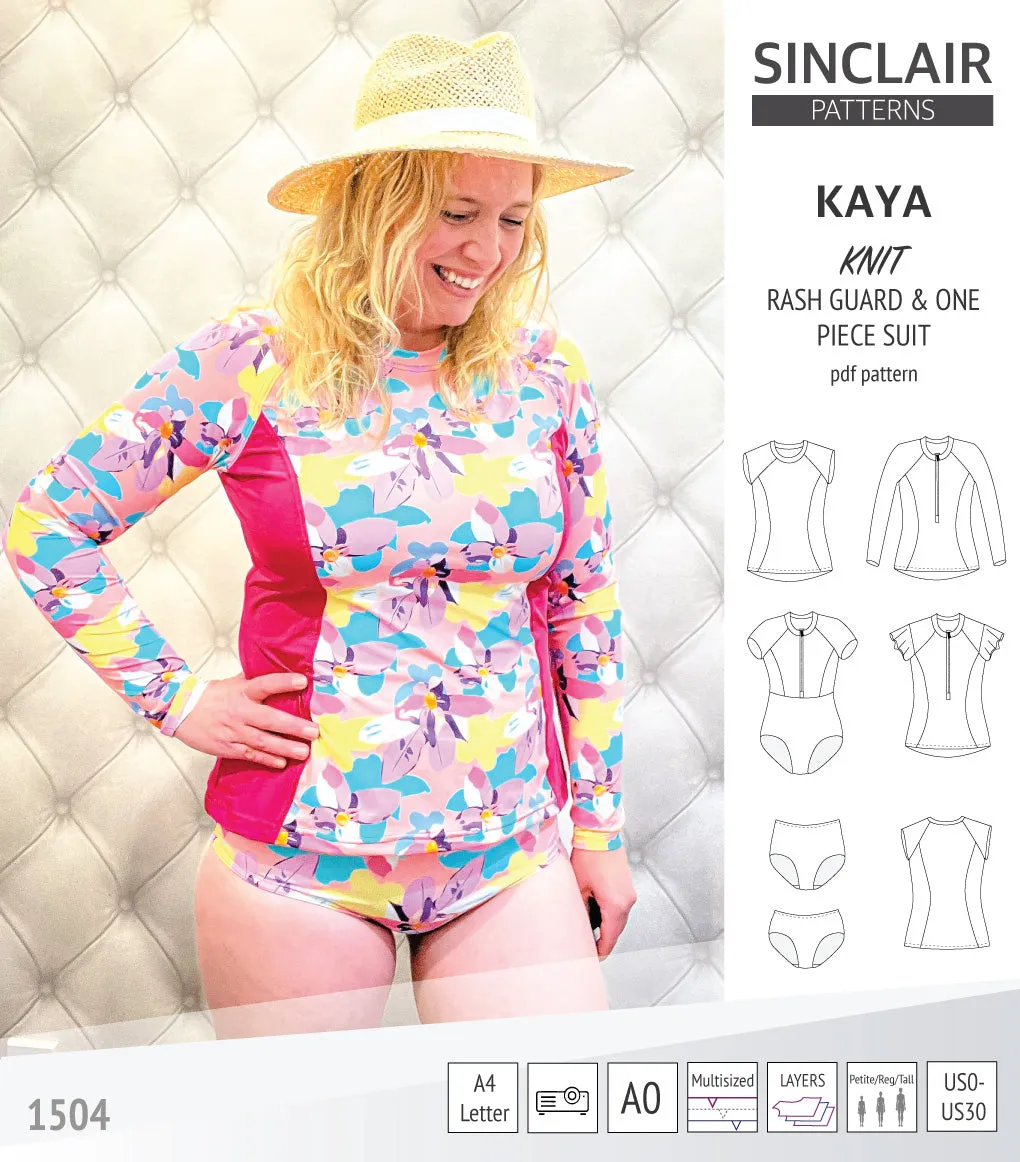 Kaya rash guard, bottoms and one piece swimming suit (PDF)