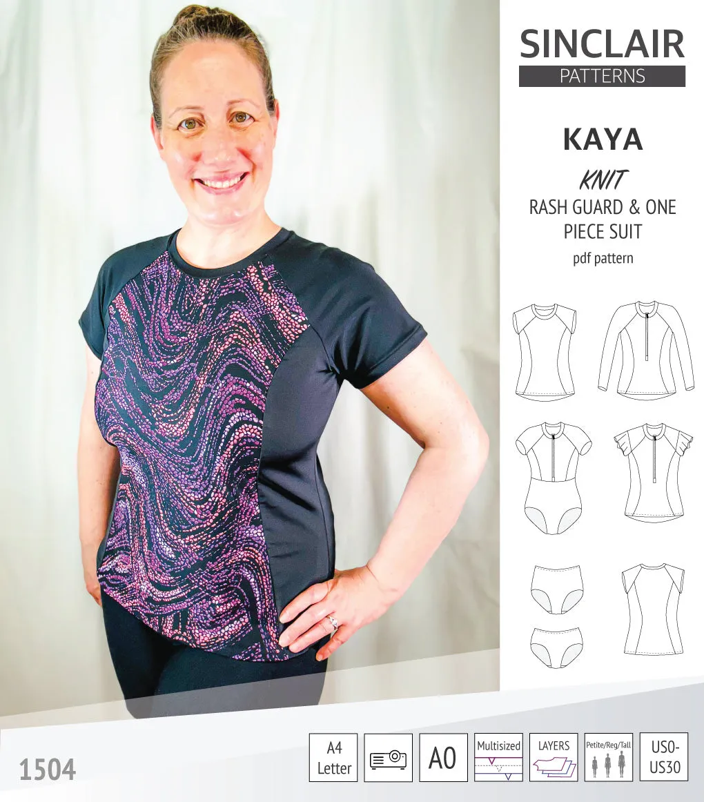 Kaya rash guard, bottoms and one piece swimming suit (PDF)